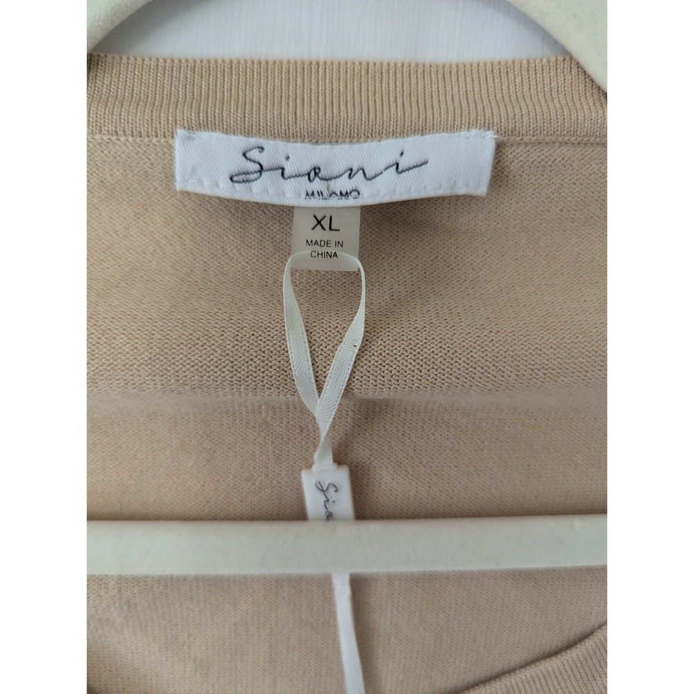 Siani Milano Cardigan Sweater Womens Size XL Flax Tan Open Lace Sleeves Modest - Picture 6 of 10